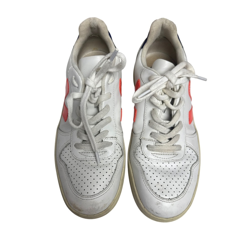Veja V-10 Sneakers Women Size 8 White Orange Blue Minimalist Casual Sustainable - Picture 8 of 9